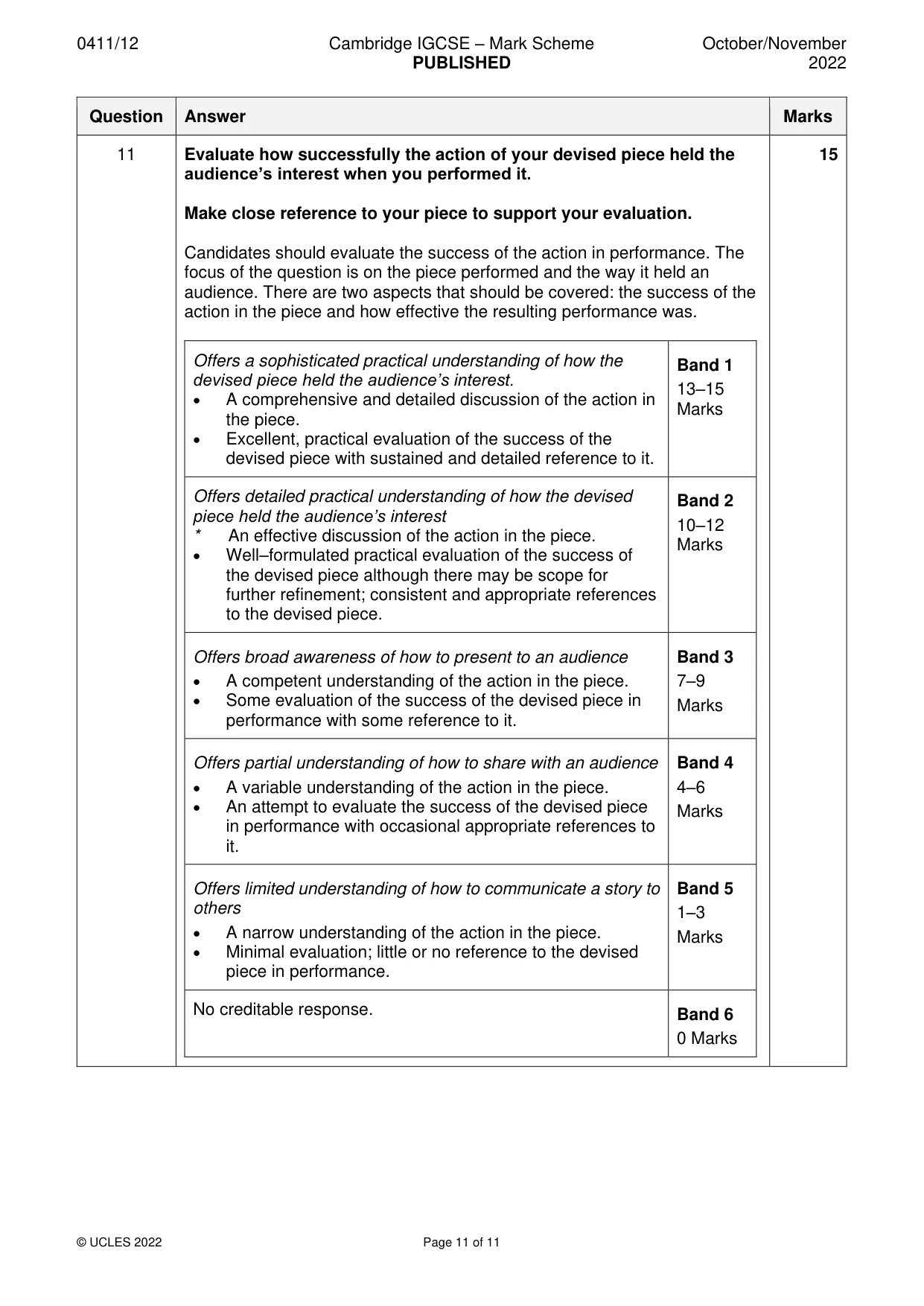 Mark scheme, page 11 of 11