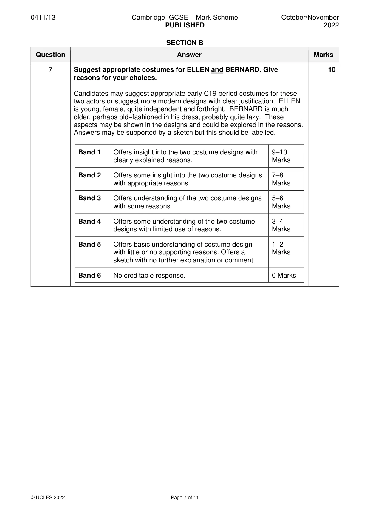 Mark scheme, page 7 of 11