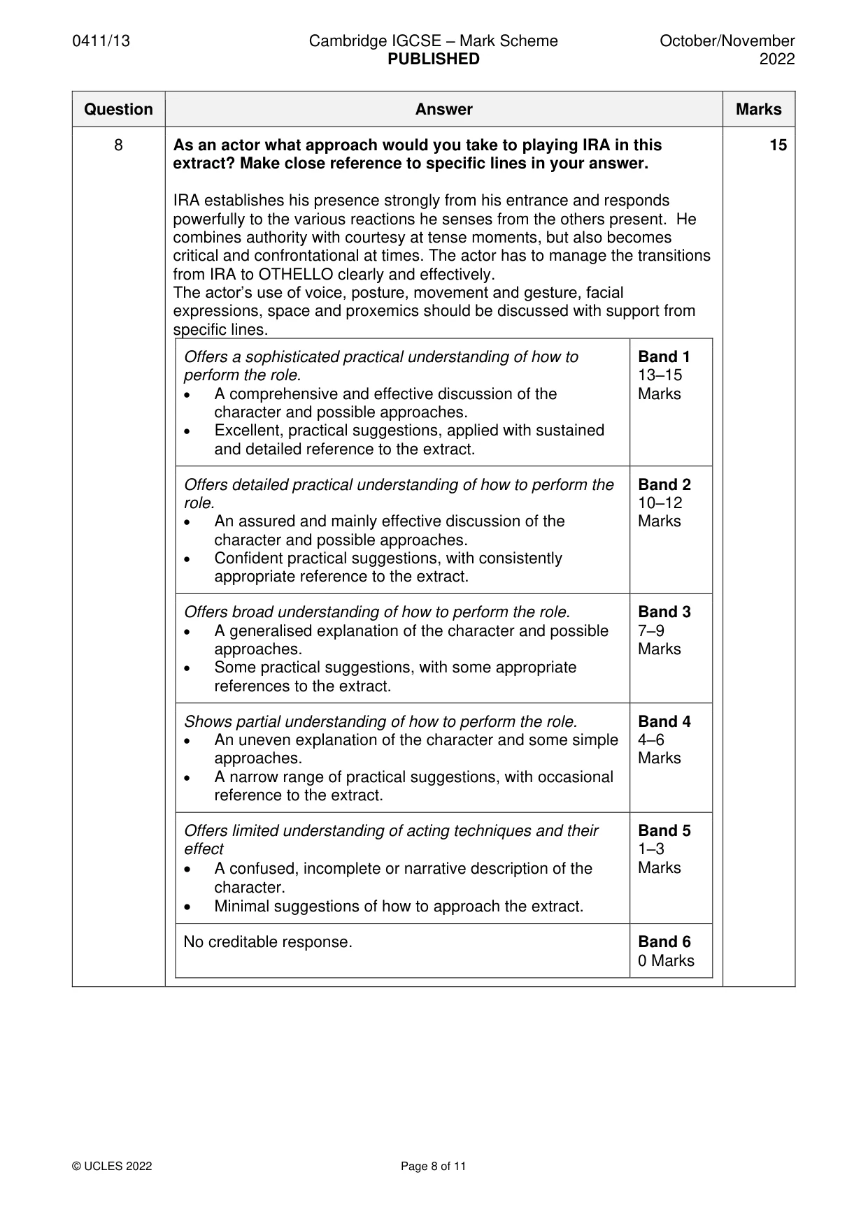 Mark scheme, page 8 of 11