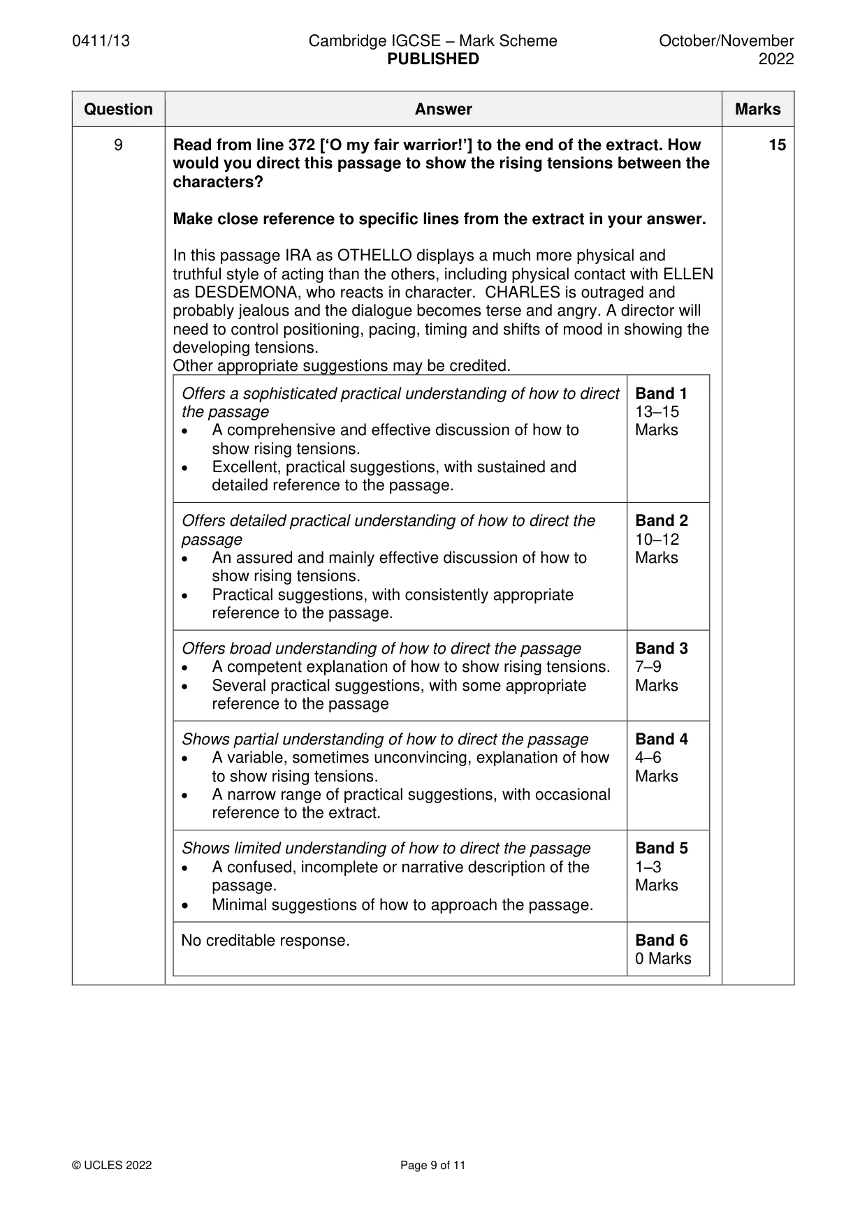 Mark scheme, page 9 of 11