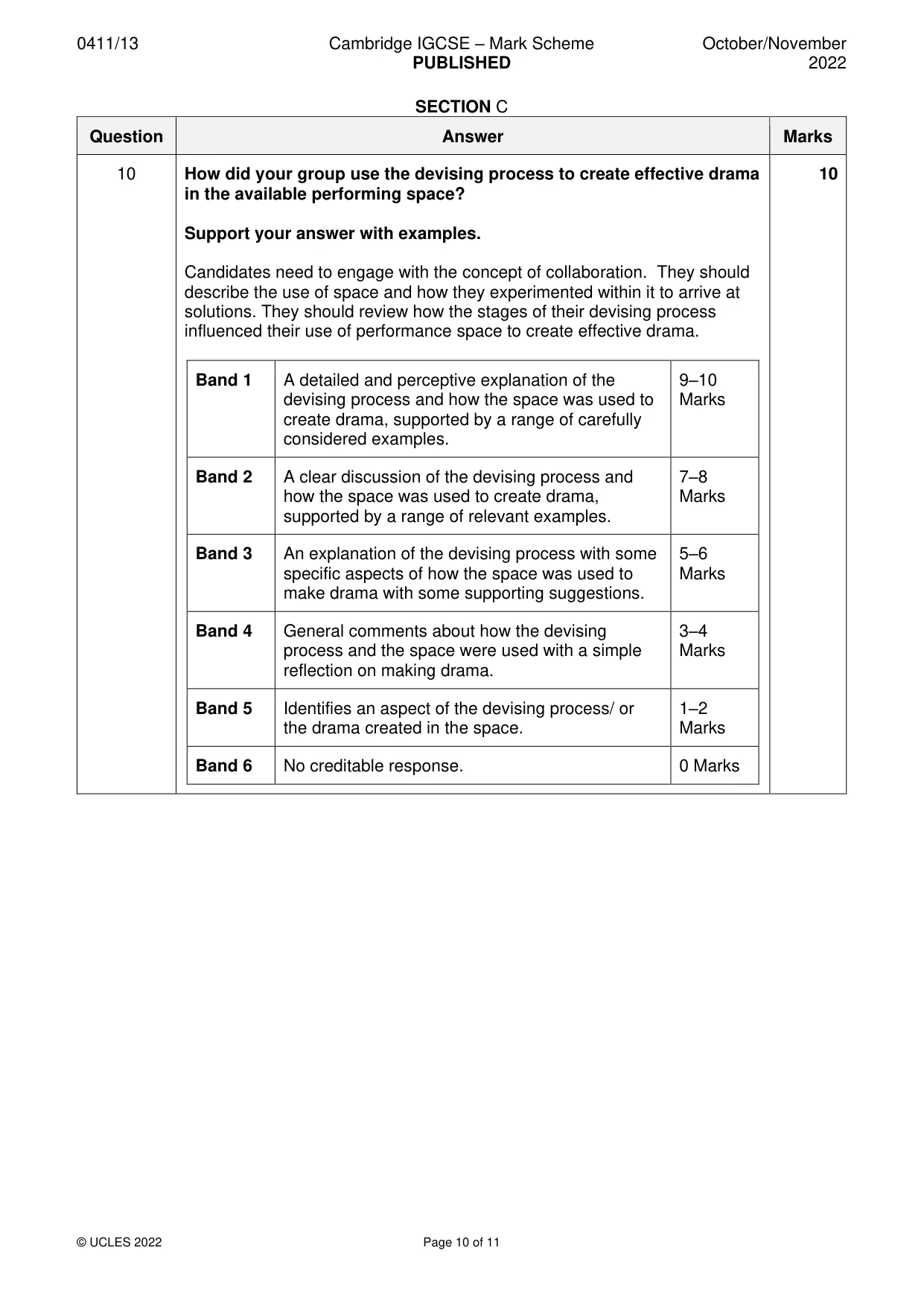 Mark scheme, page 10 of 11