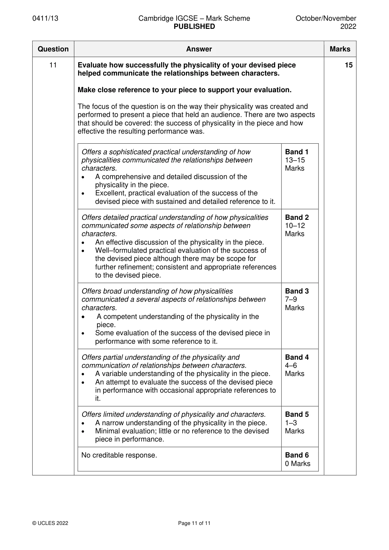 Mark scheme, page 11 of 11