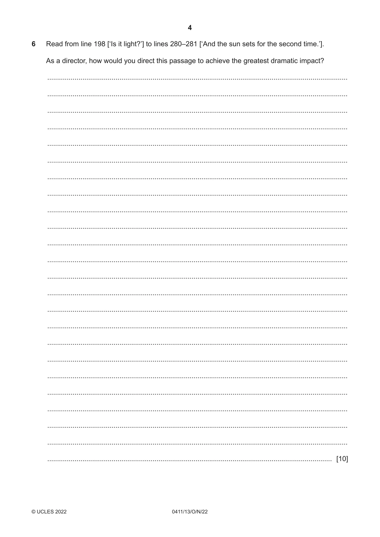 Cambridge IGCSE Drama 0411 2022 Oct/Nov Paper 1 · Variant 3 question paper, page 4 of 12