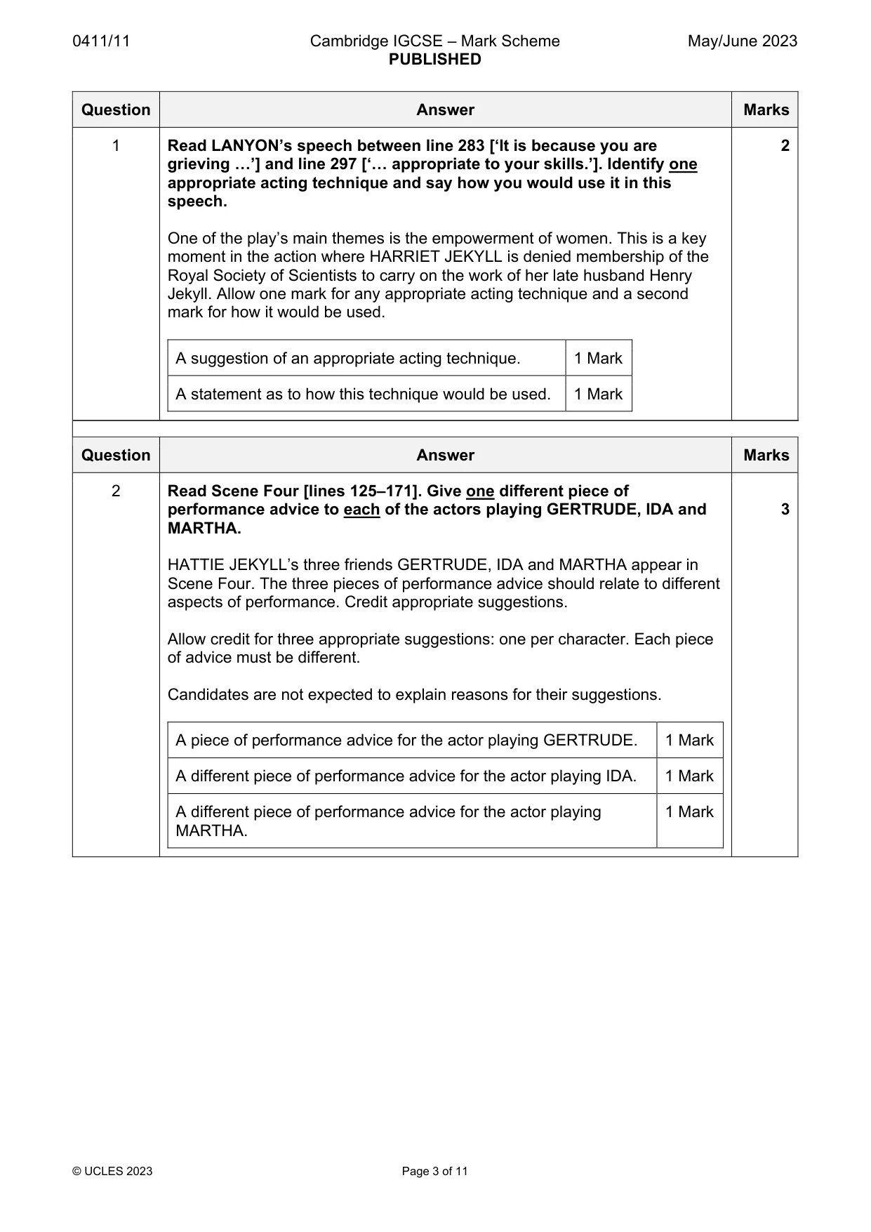 Mark scheme, page 3 of 11