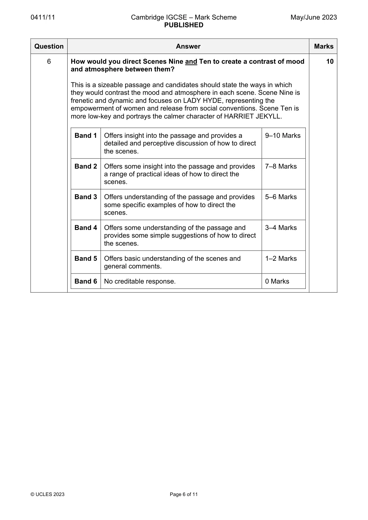 Mark scheme, page 6 of 11