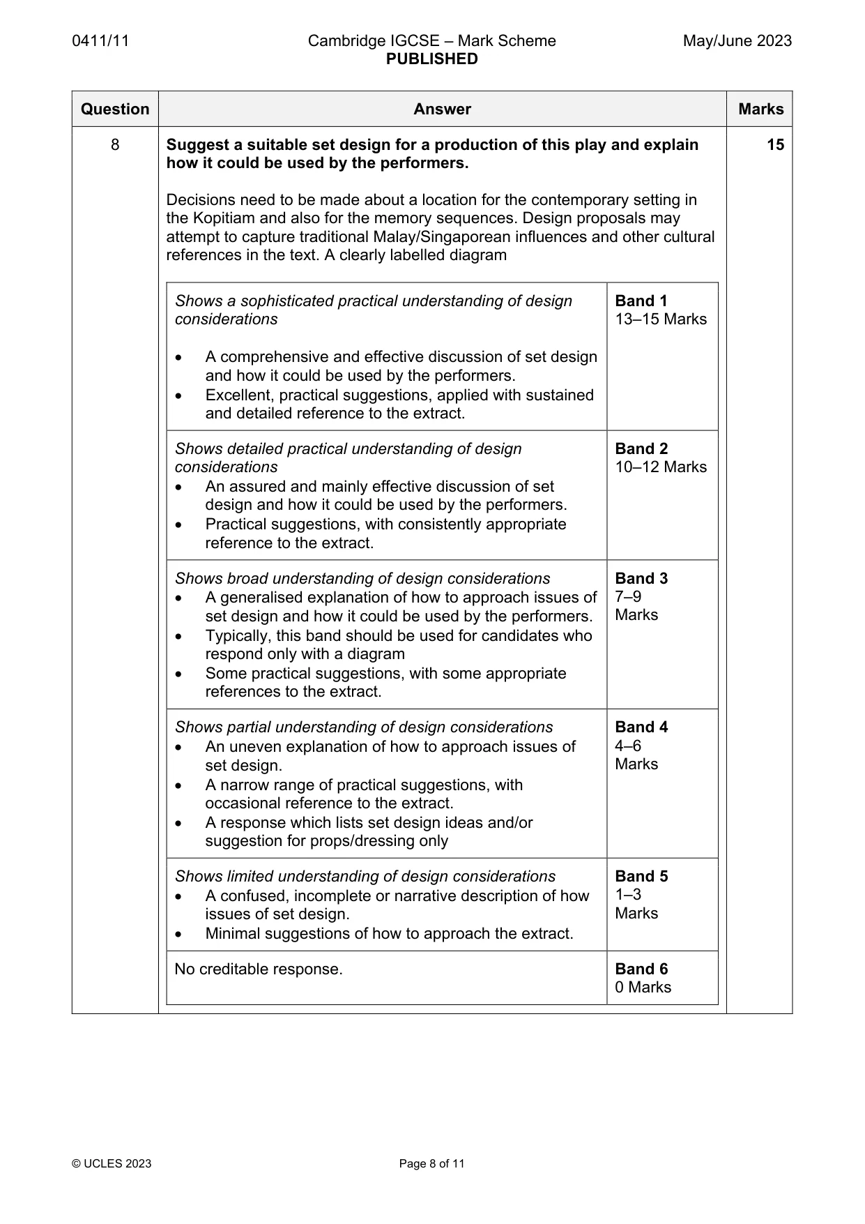 Mark scheme, page 8 of 11