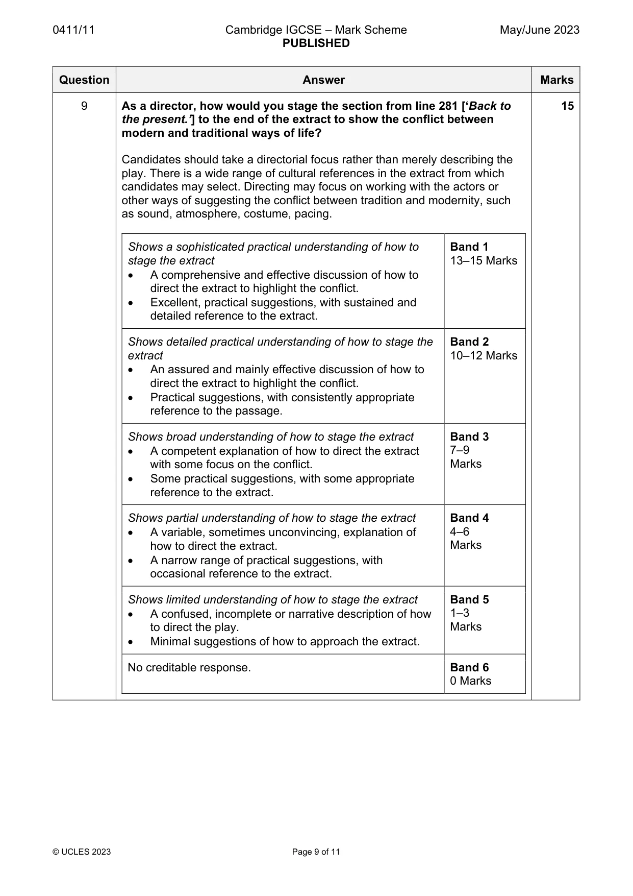 Mark scheme, page 9 of 11