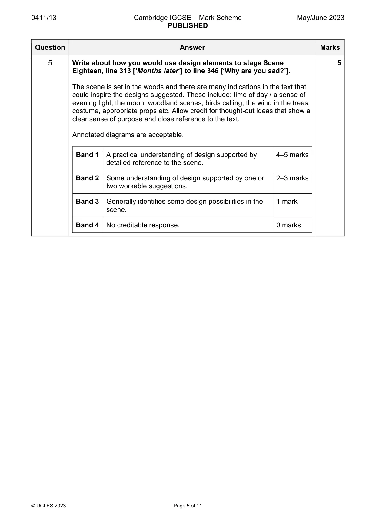 Mark scheme, page 5 of 11