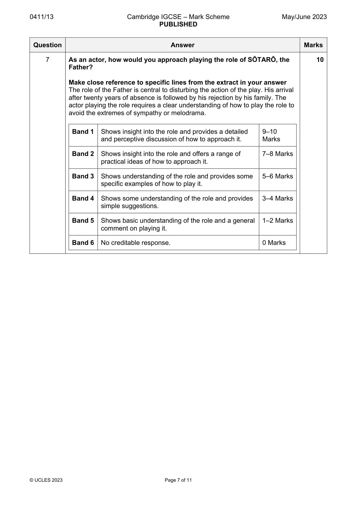 Mark scheme, page 7 of 11