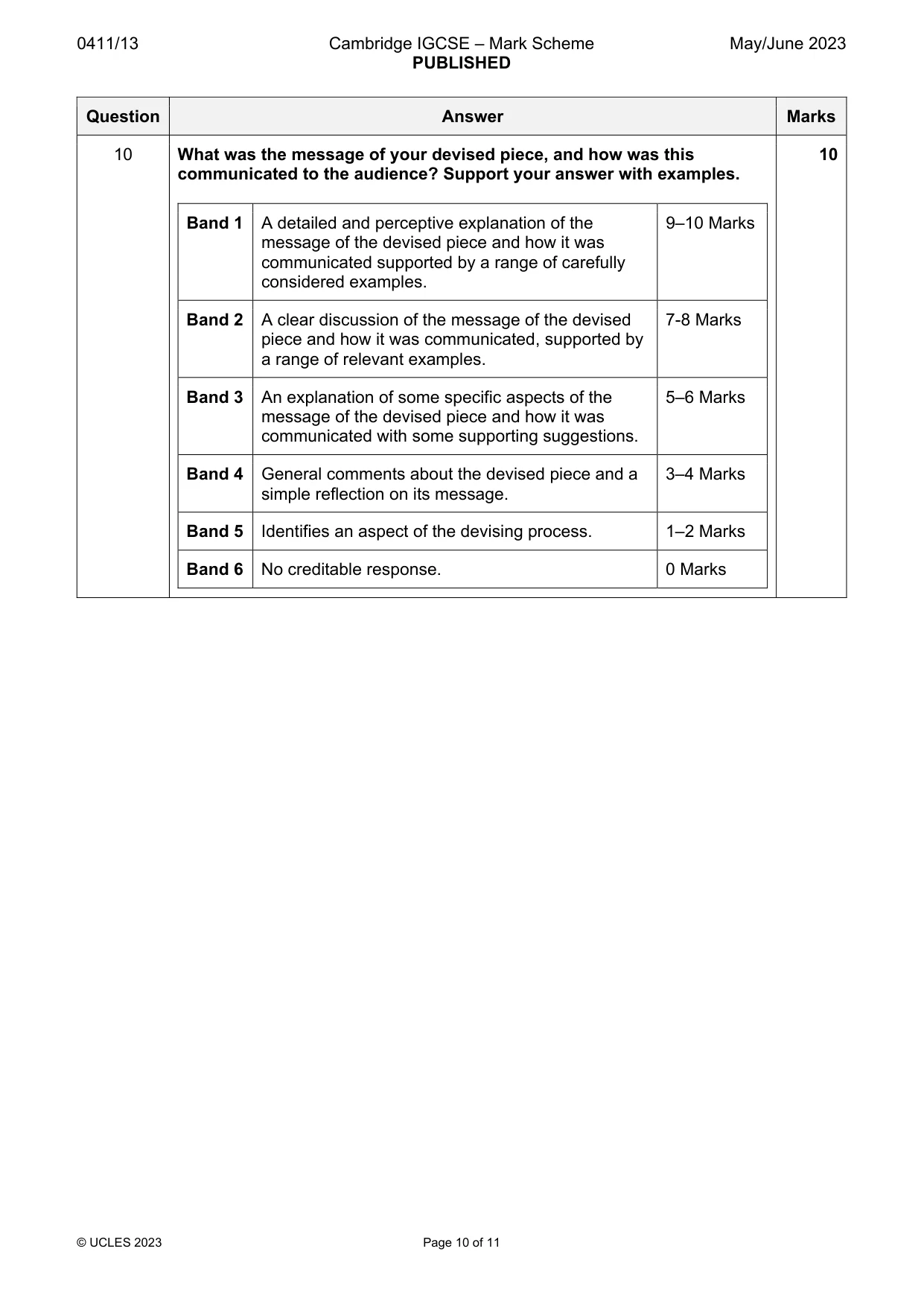 Mark scheme, page 10 of 11