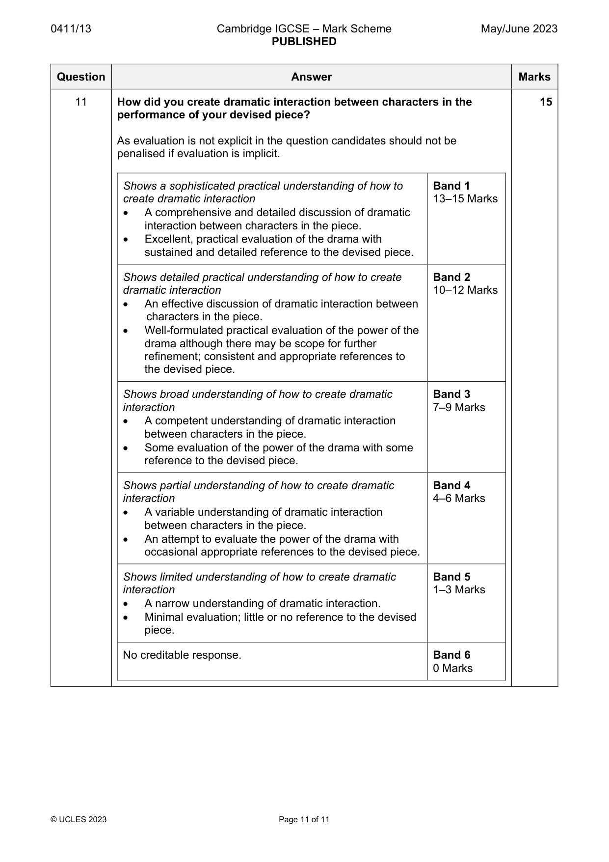 Mark scheme, page 11 of 11