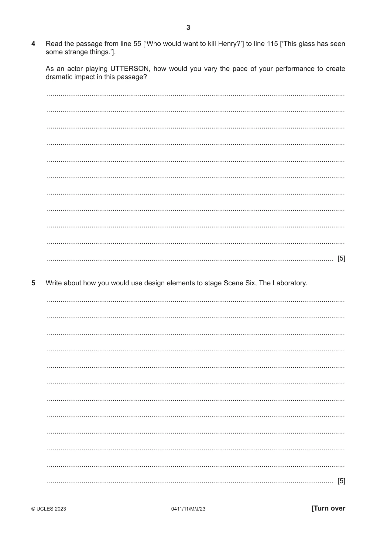 Cambridge IGCSE Drama 0411 2023 May/June Paper 1 · Variant 1 question paper, page 3 of 12
