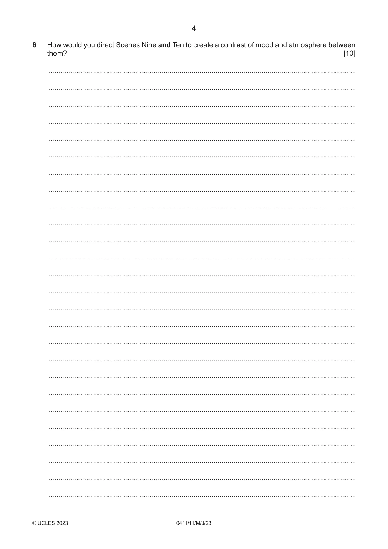 Cambridge IGCSE Drama 0411 2023 May/June Paper 1 · Variant 1 question paper, page 4 of 12