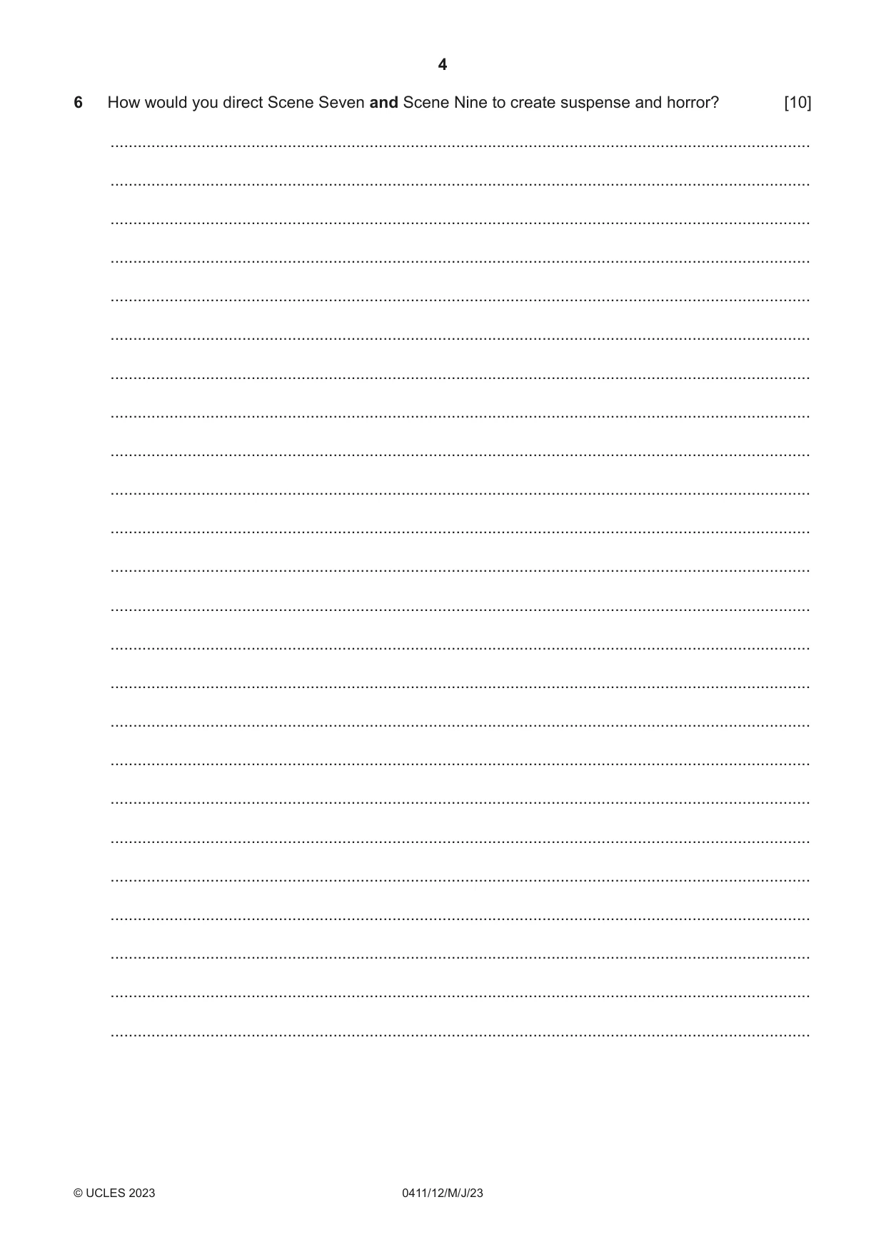 Cambridge IGCSE Drama 0411 2023 May/June Paper 1 · Variant 2 question paper, page 4 of 12