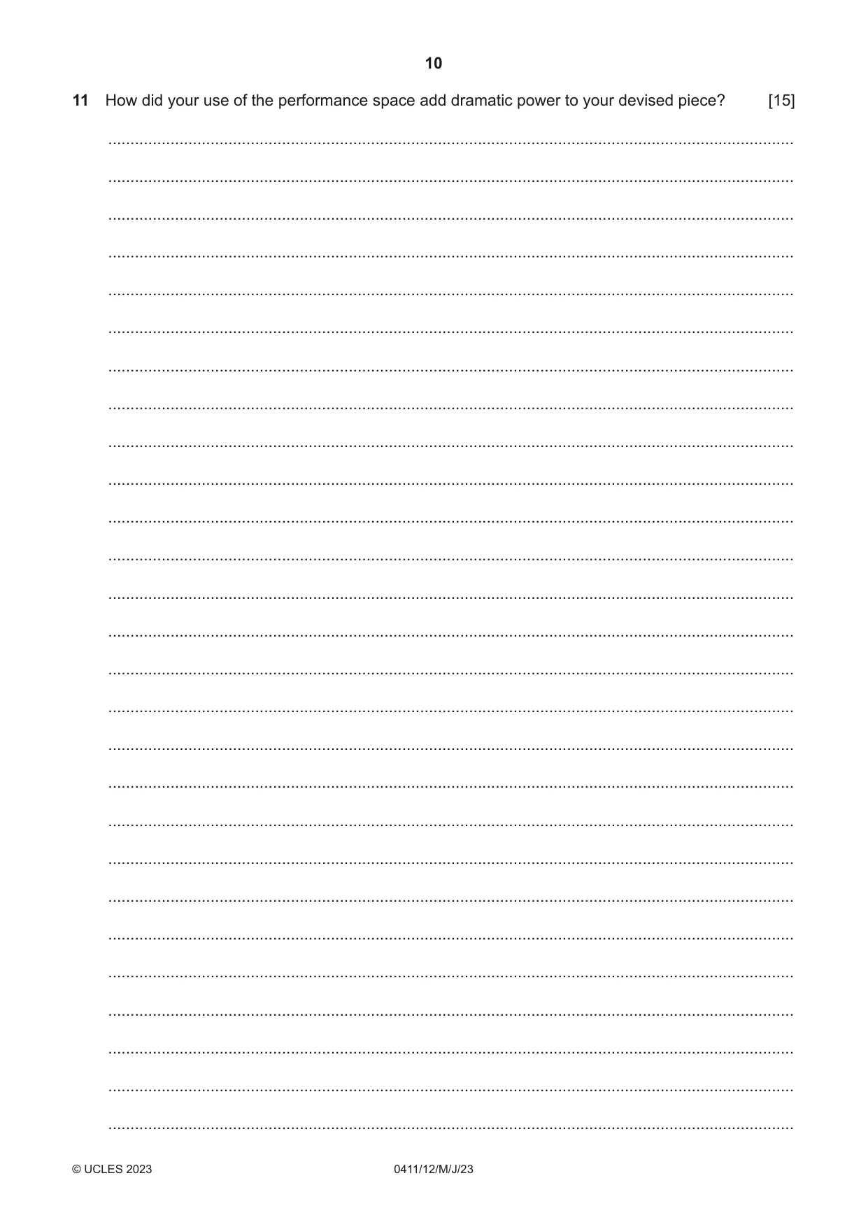 Cambridge IGCSE Drama 0411 2023 May/June Paper 1 · Variant 2 question paper, page 10 of 12