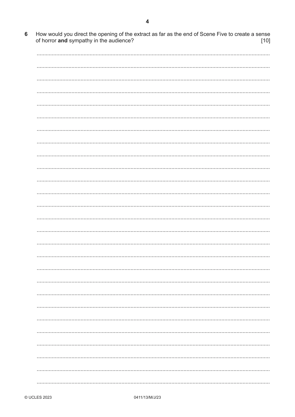 Cambridge IGCSE Drama 0411 2023 May/June Paper 1 · Variant 3 question paper, page 4 of 12
