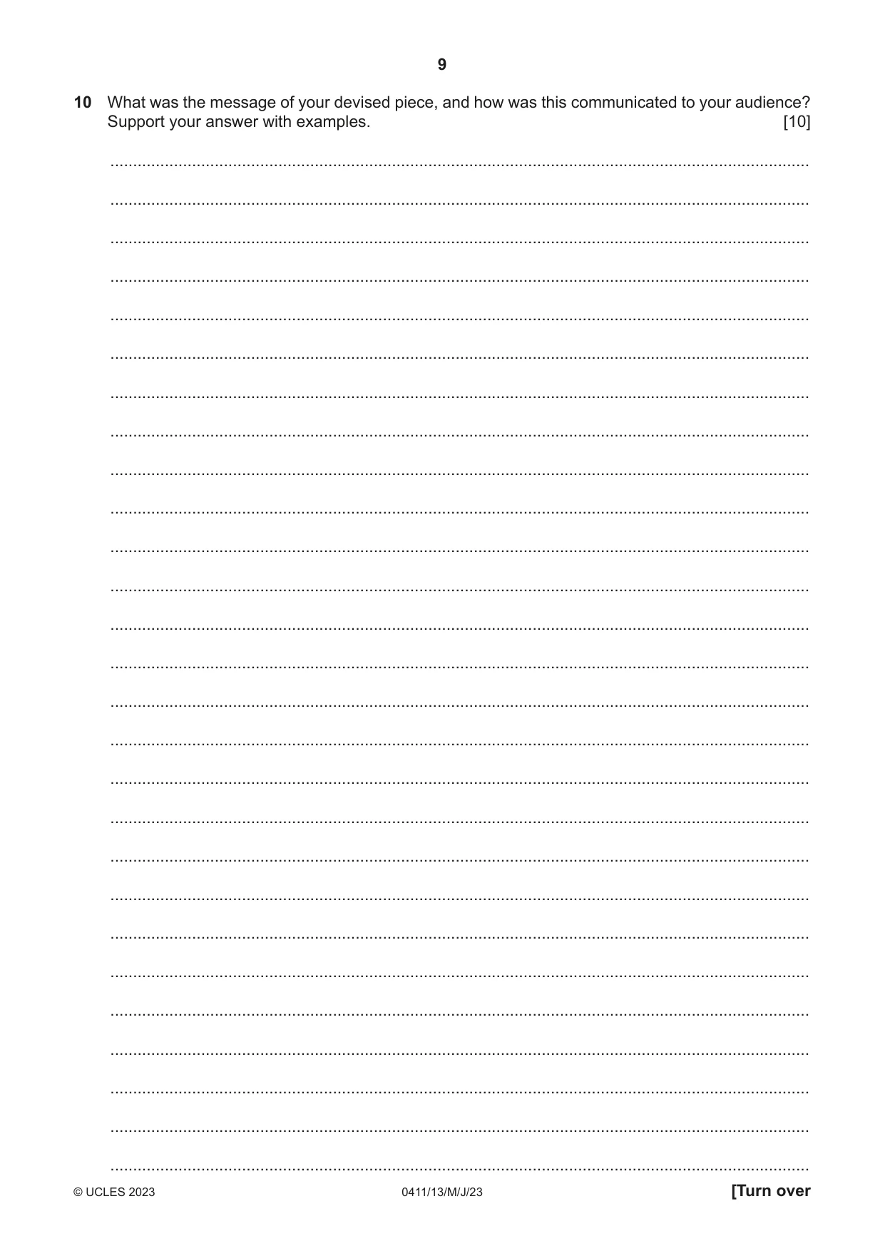 Cambridge IGCSE Drama 0411 2023 May/June Paper 1 · Variant 3 question paper, page 9 of 12