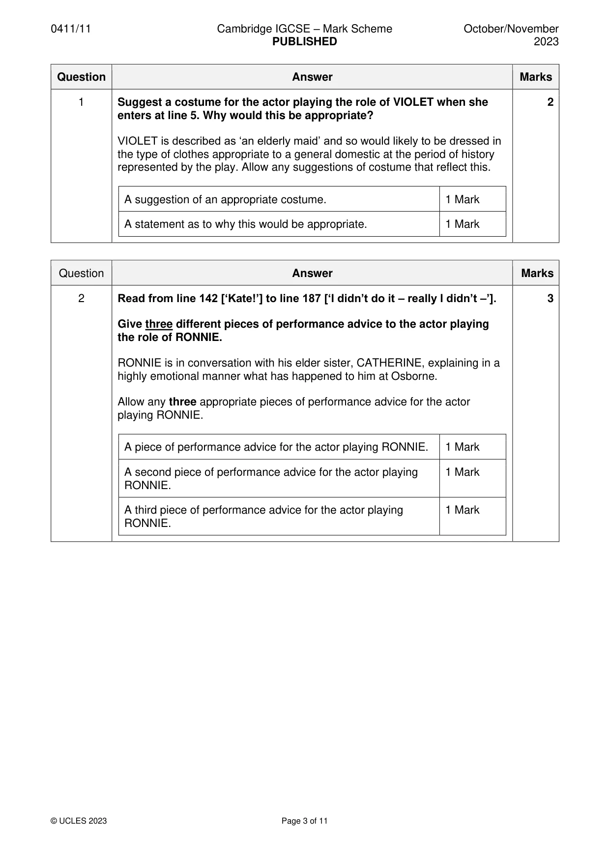 Mark scheme, page 3 of 11