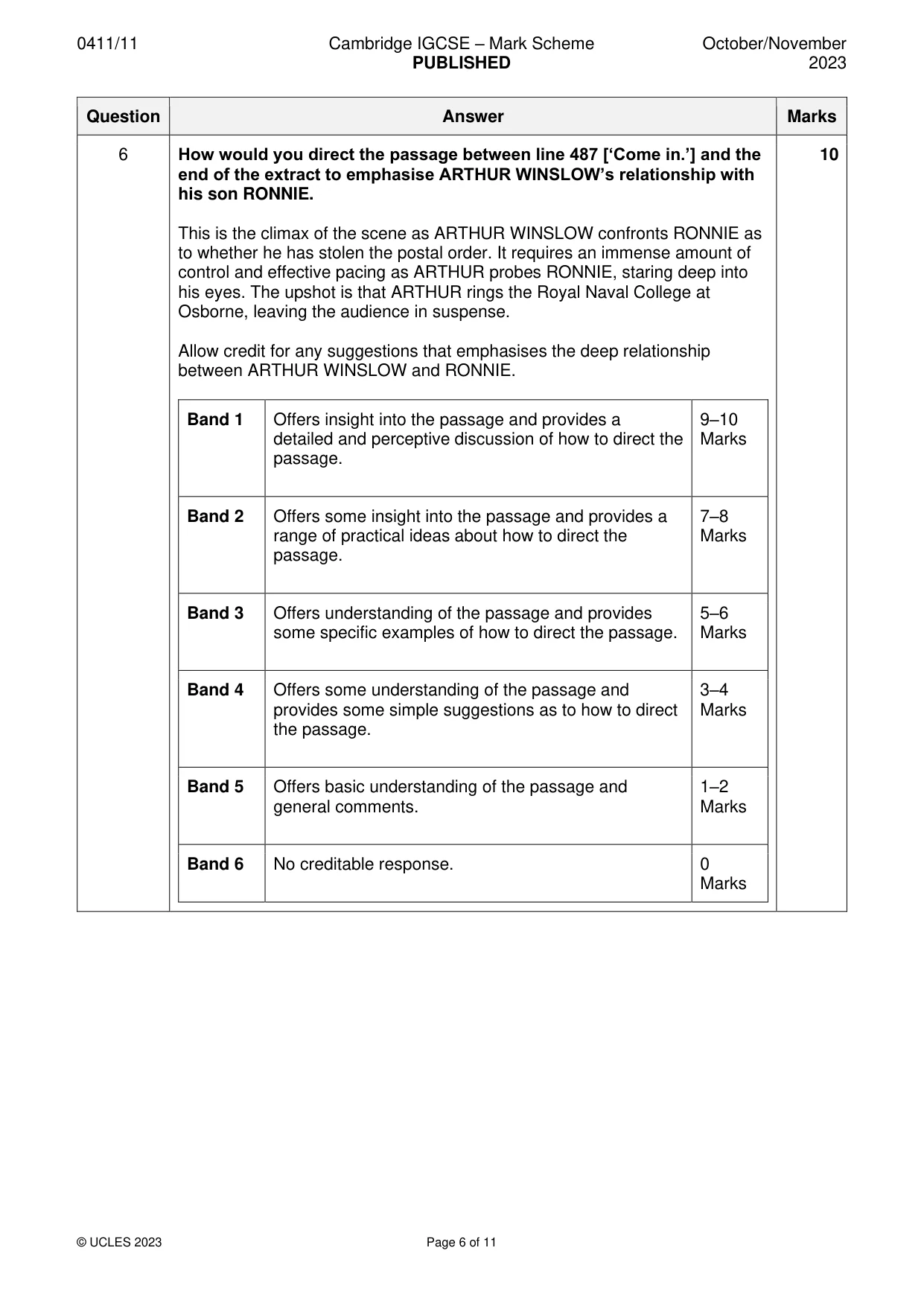 Mark scheme, page 6 of 11