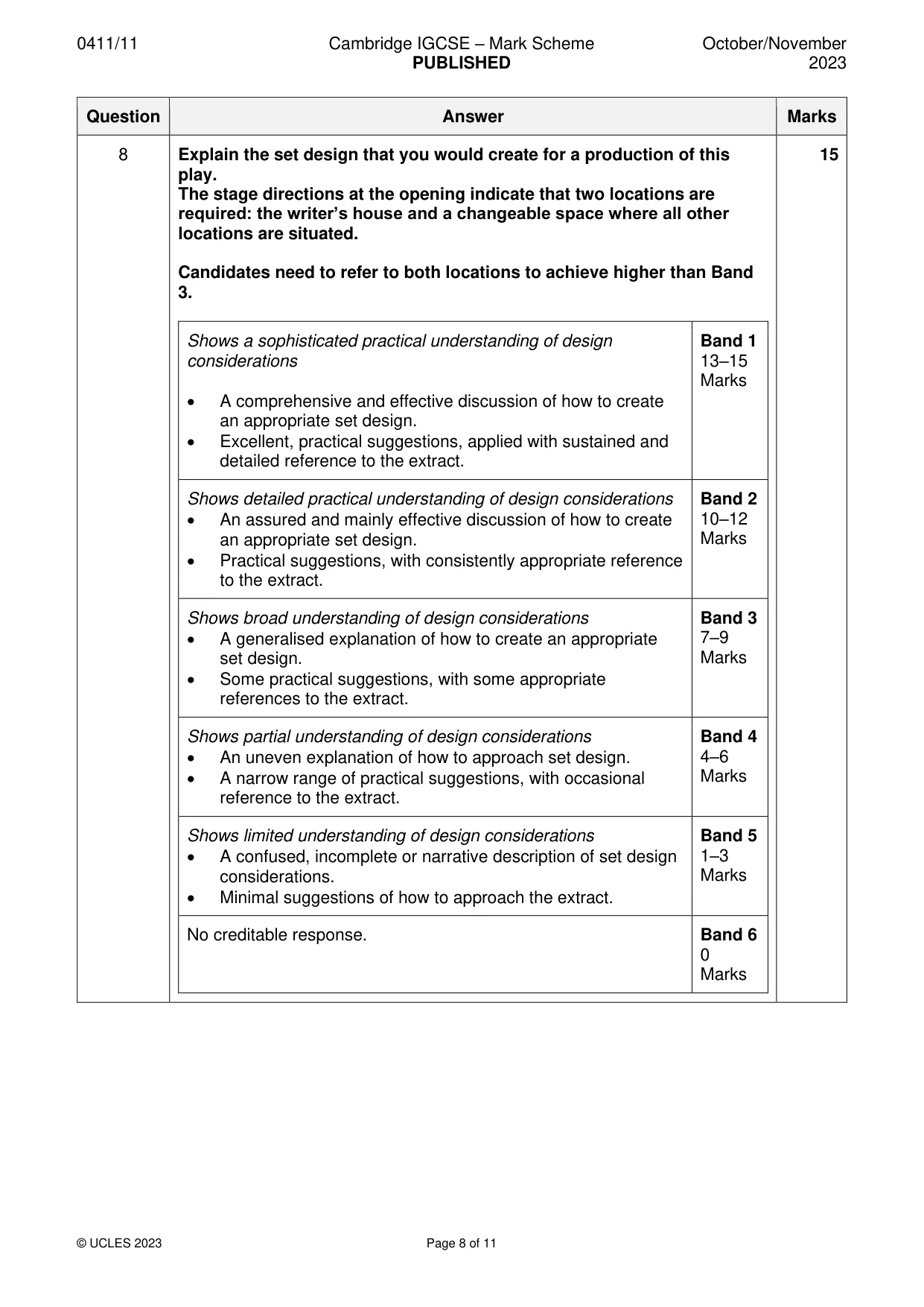 Mark scheme, page 8 of 11