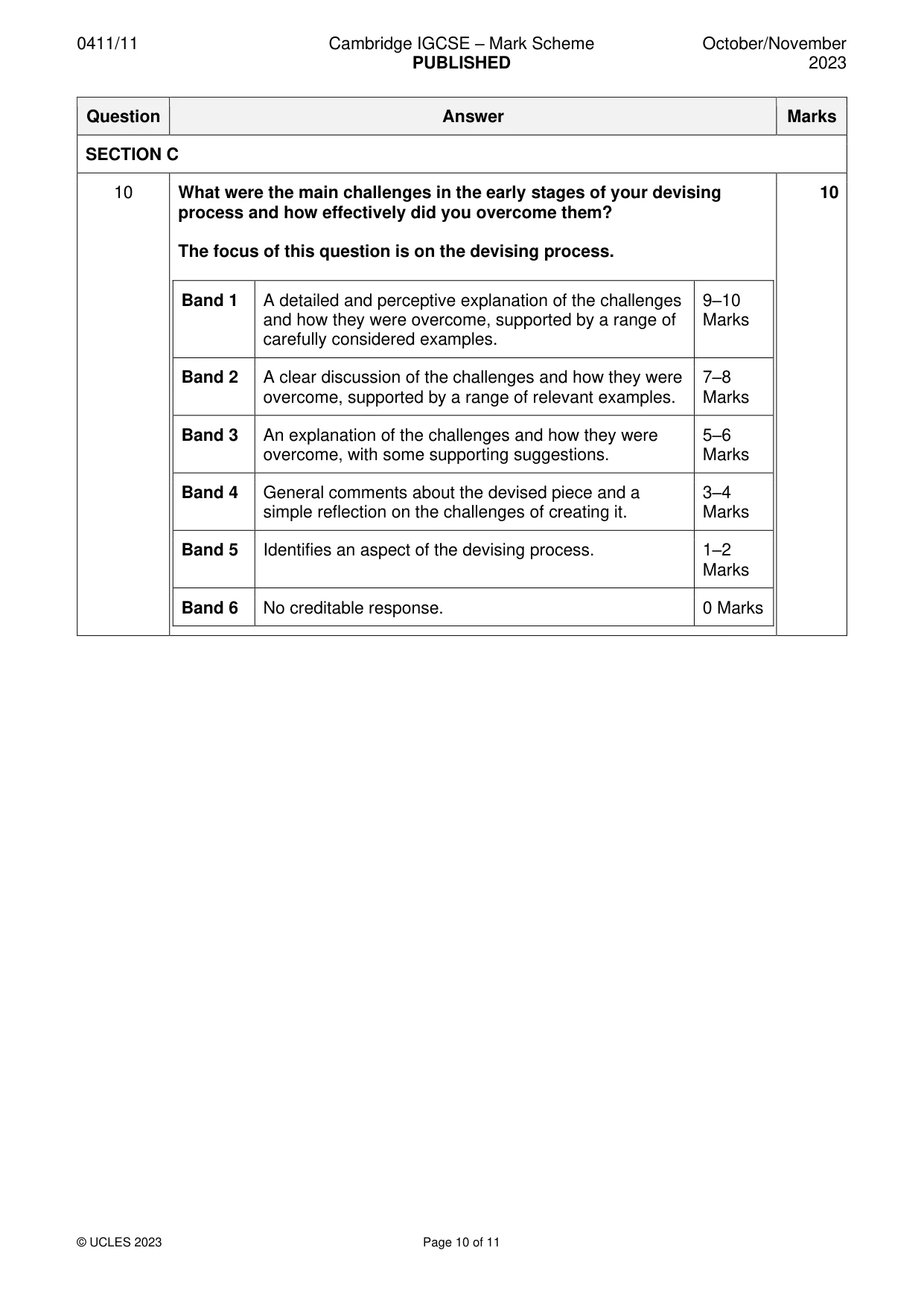 Mark scheme, page 10 of 11