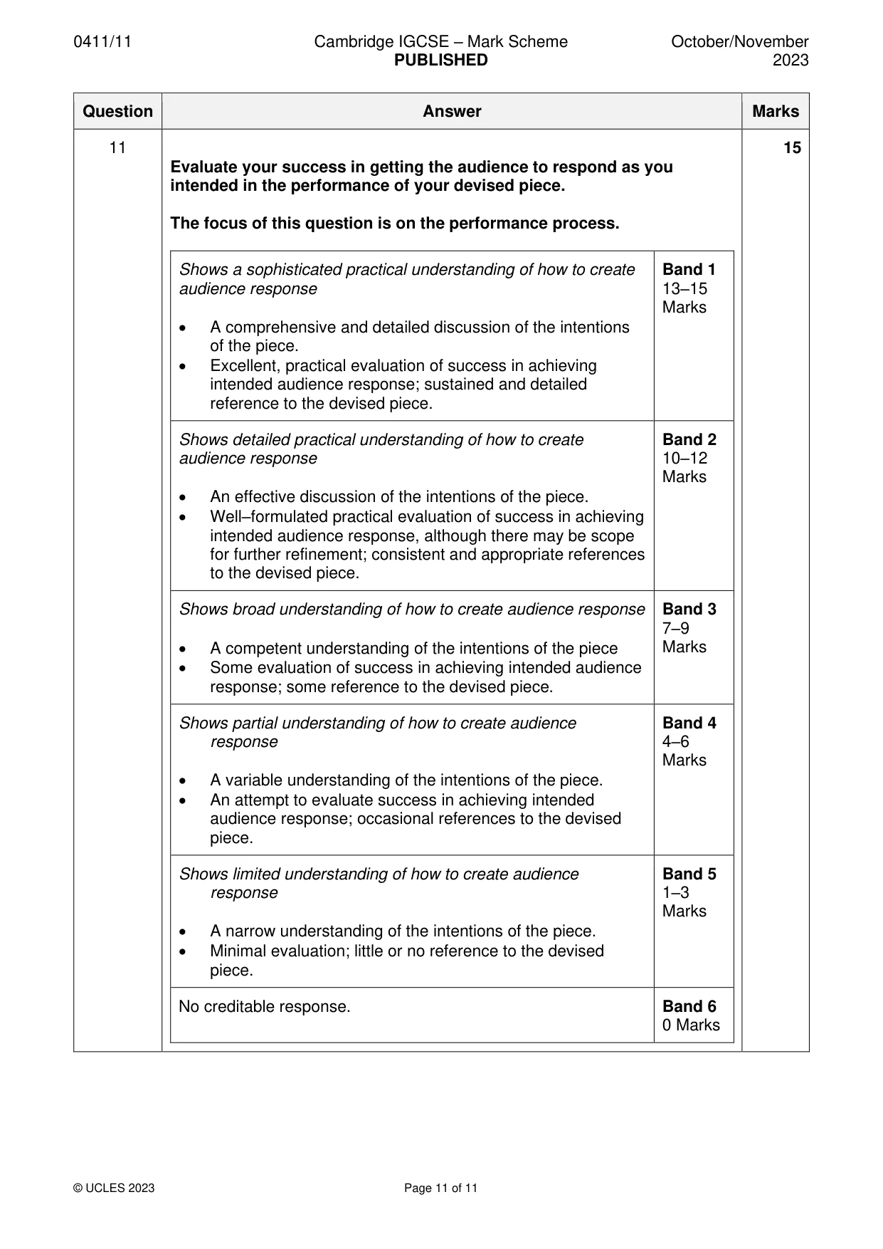 Mark scheme, page 11 of 11