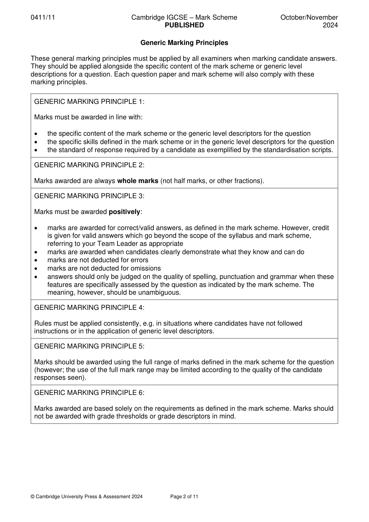 Mark scheme, page 2 of 11