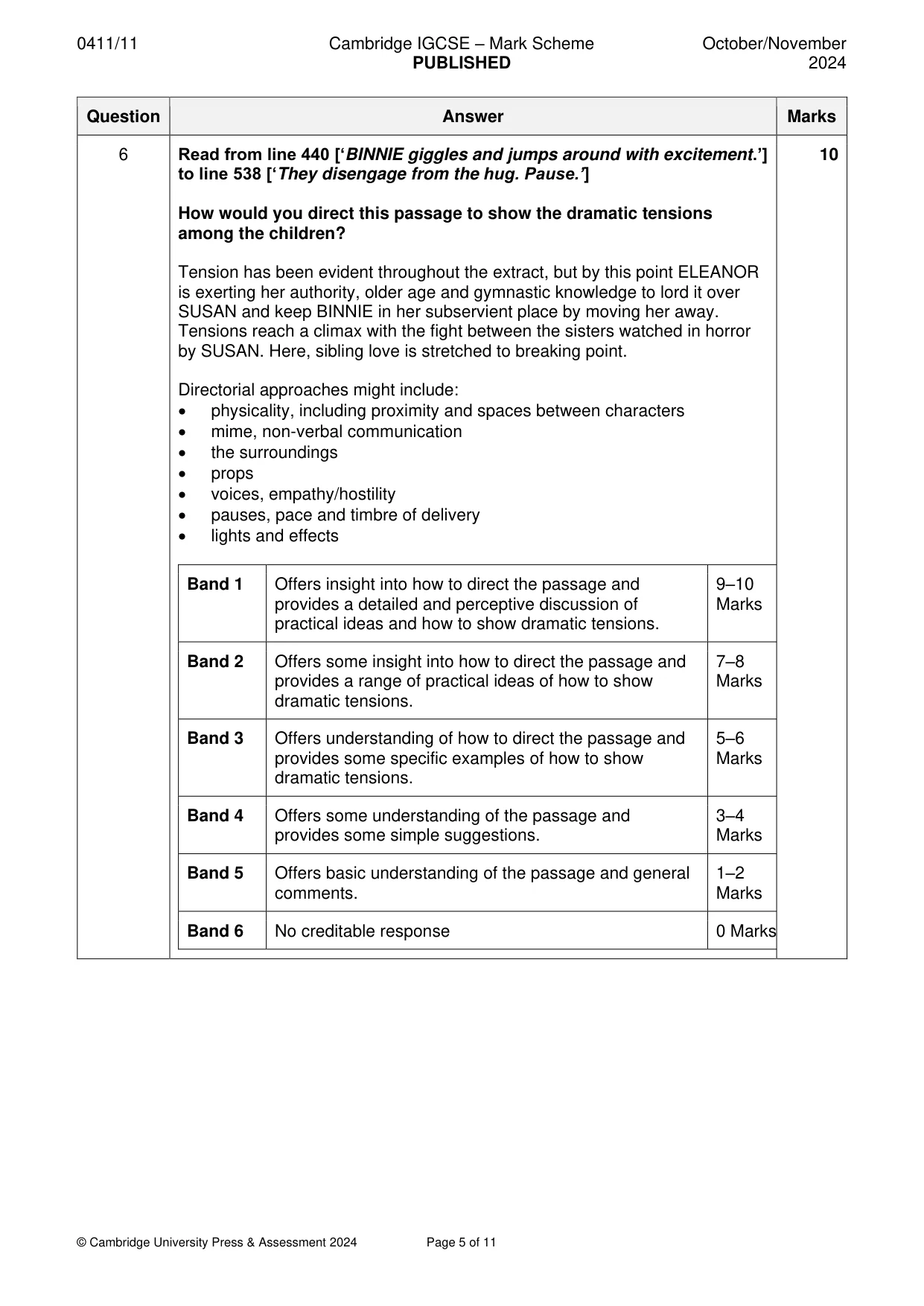 Mark scheme, page 5 of 11