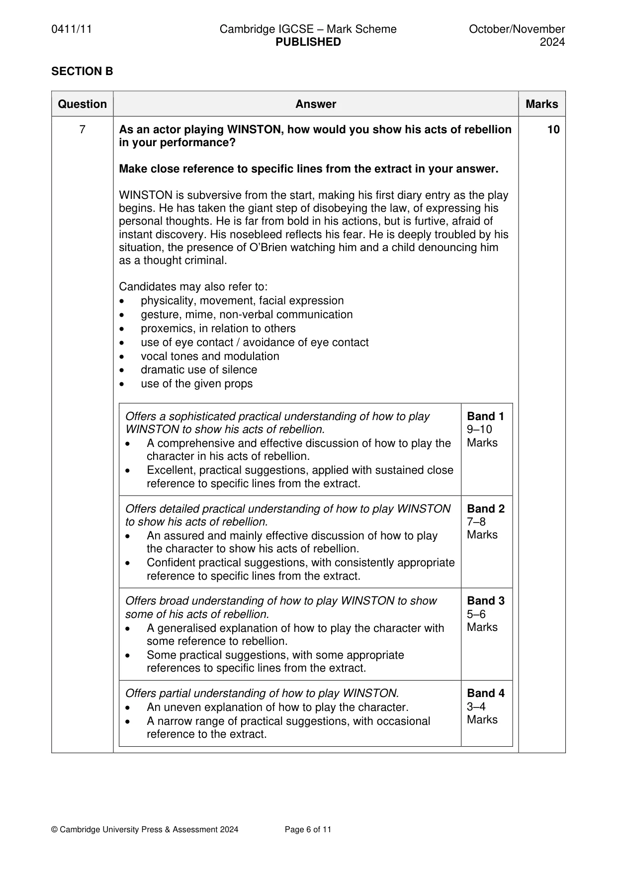 Mark scheme, page 6 of 11