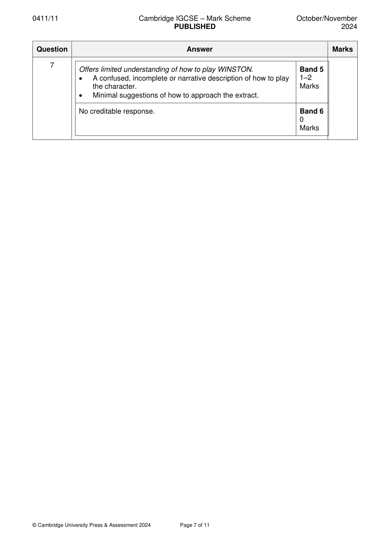 Mark scheme, page 7 of 11