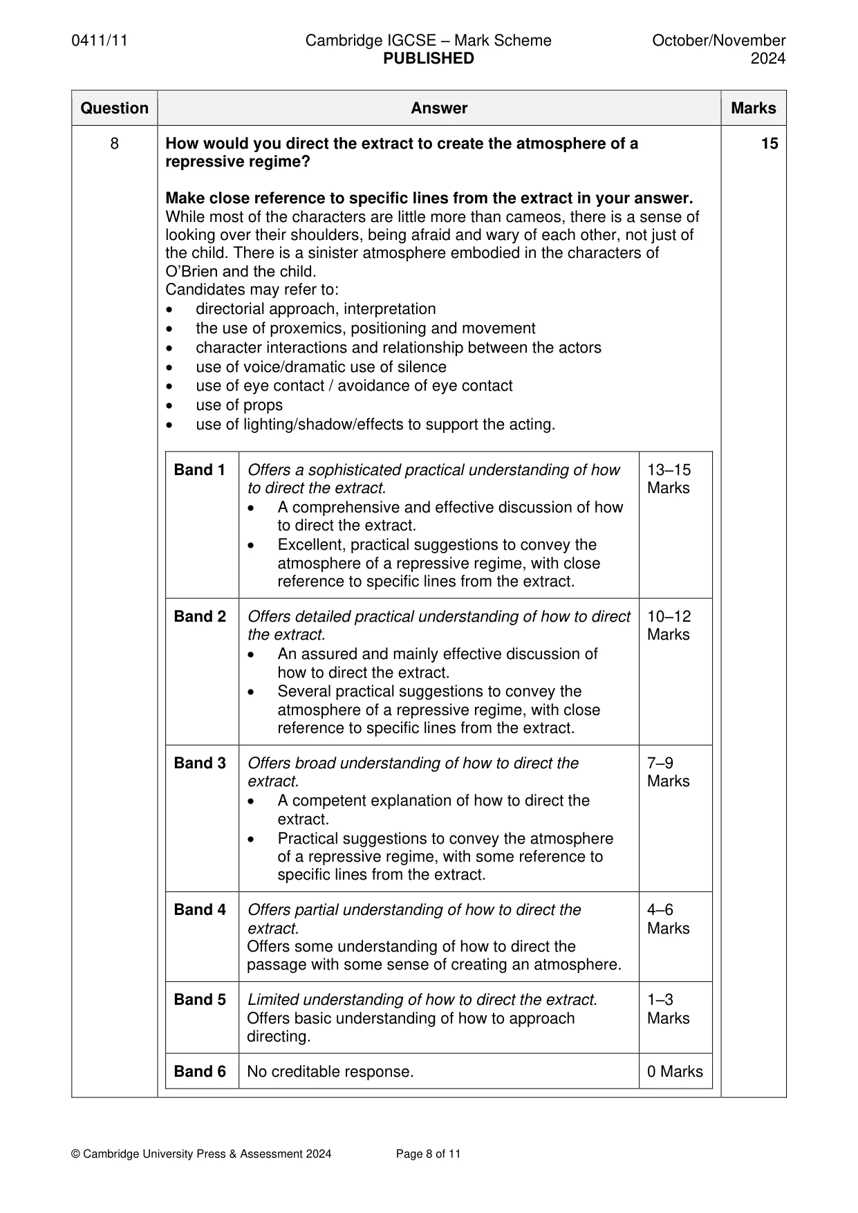 Mark scheme, page 8 of 11