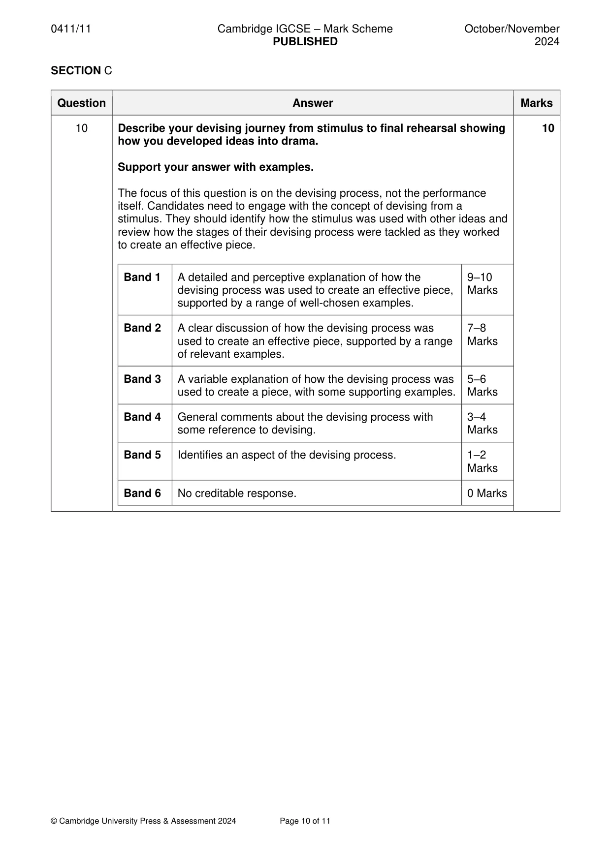 Mark scheme, page 10 of 11