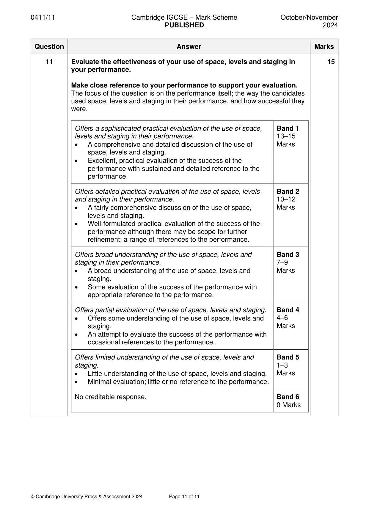 Mark scheme, page 11 of 11