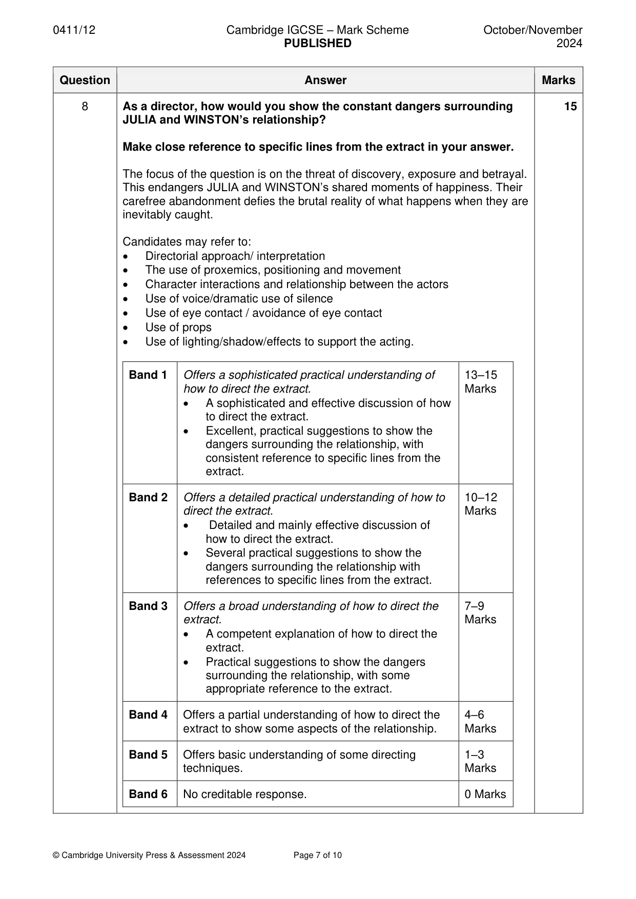 Mark scheme, page 7 of 10