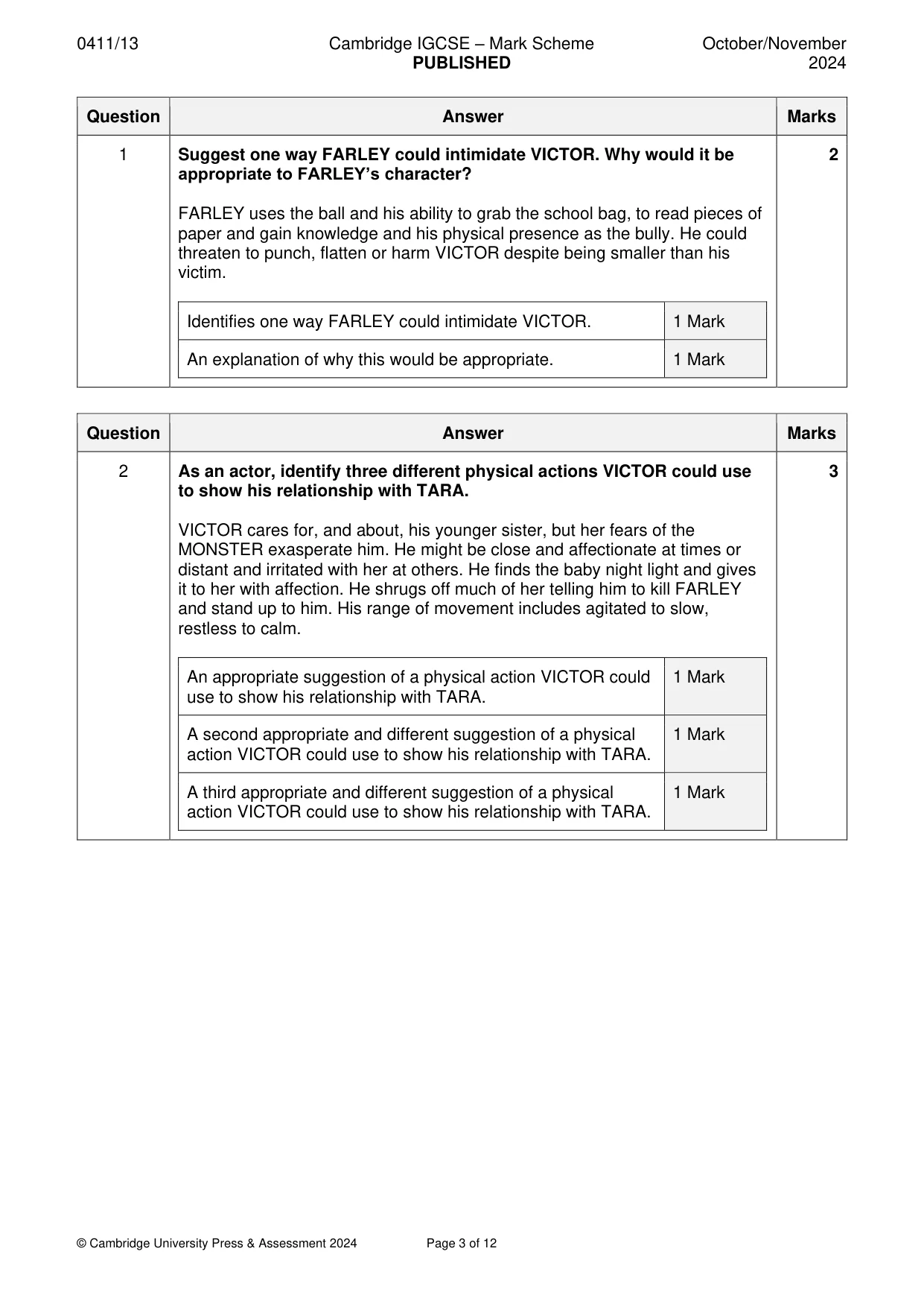 Mark scheme, page 3 of 12