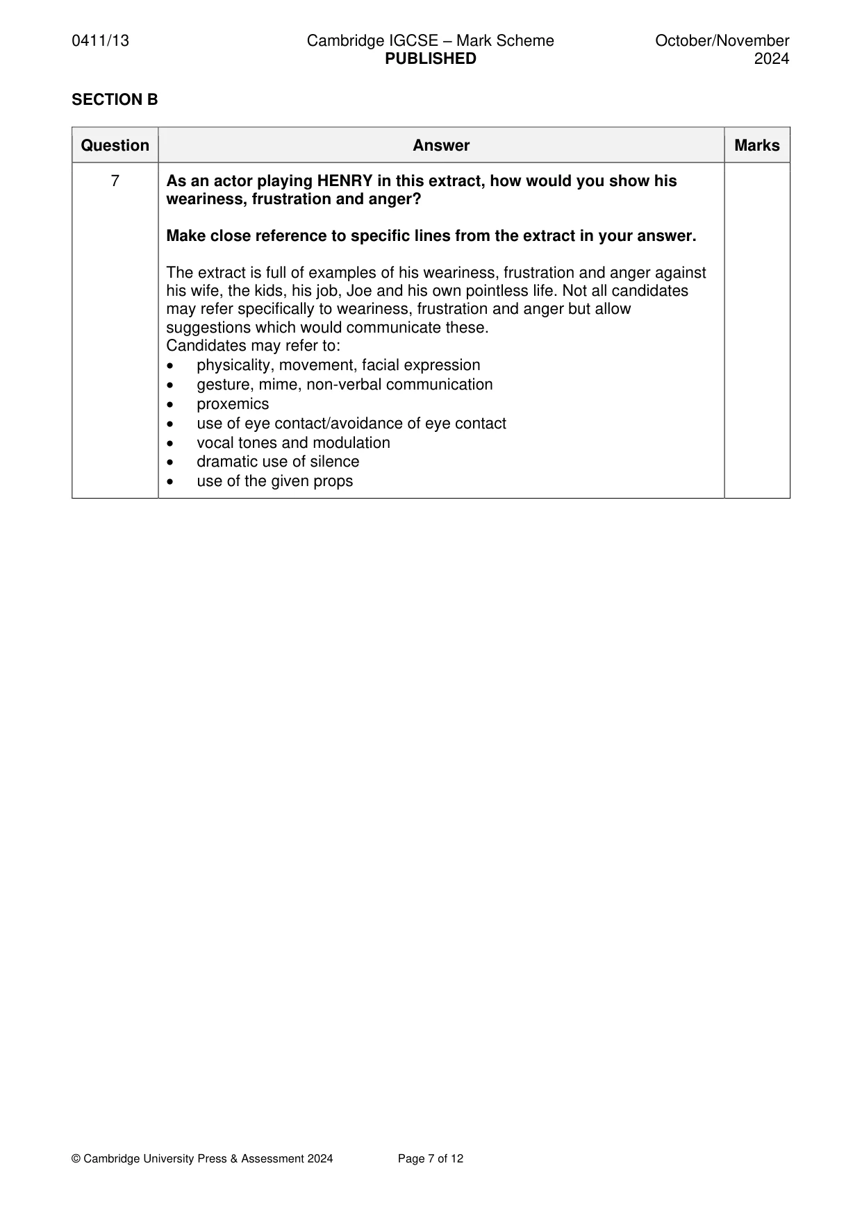 Mark scheme, page 7 of 12