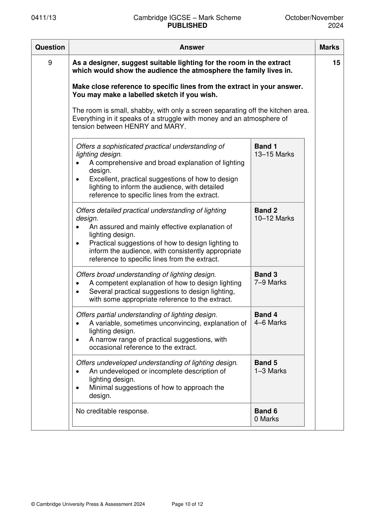 Mark scheme, page 10 of 12