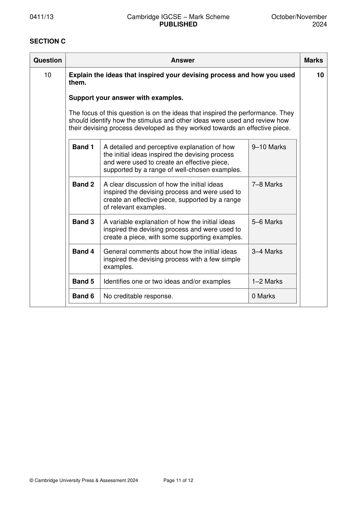 Mark scheme, page 11 of 12