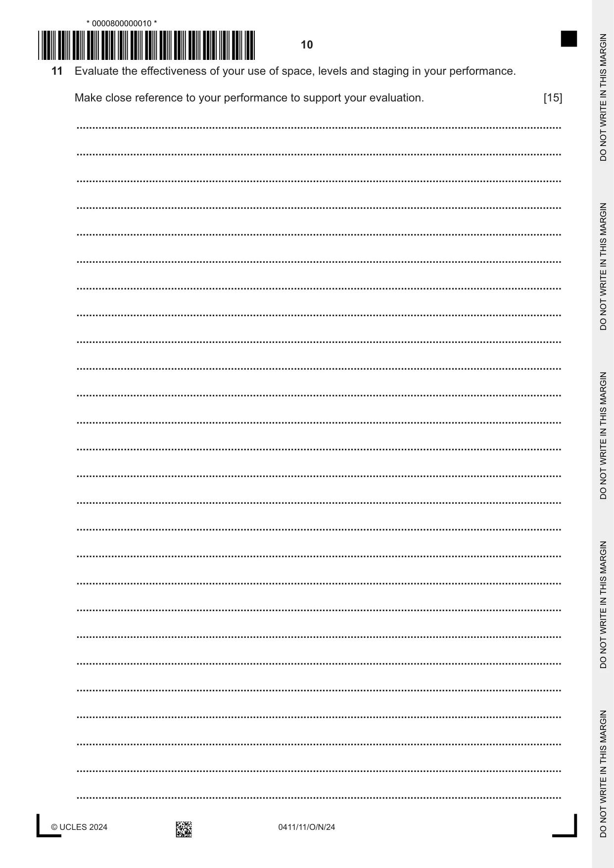 Cambridge IGCSE Drama 0411 2024 Oct/Nov Paper 1 · Variant 1 question paper, page 10 of 12
