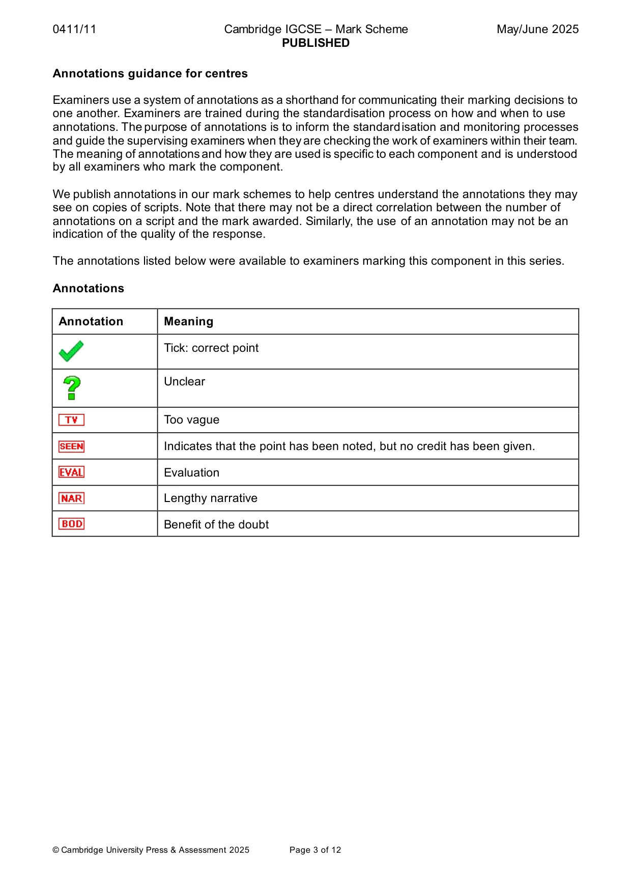 Mark scheme, page 3 of 12