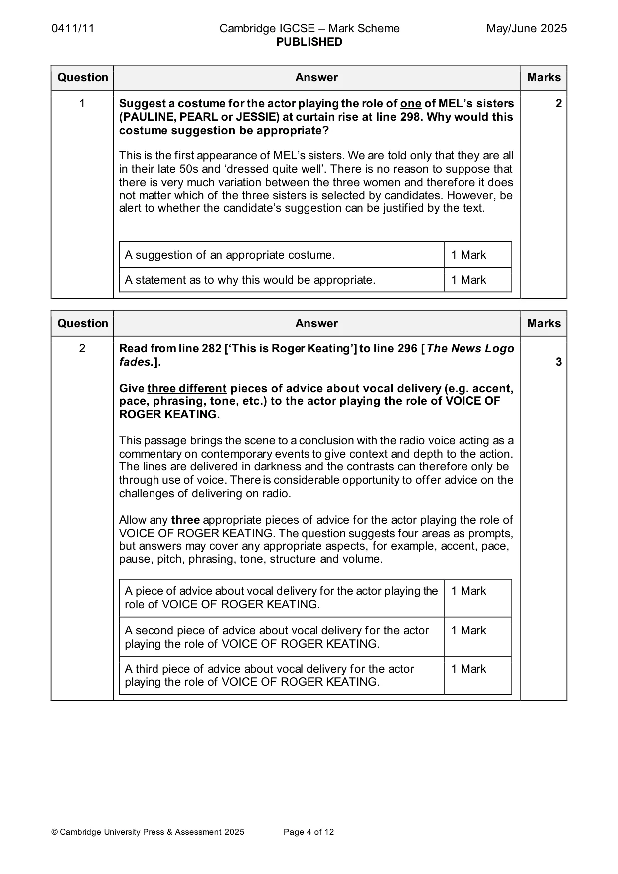 Mark scheme, page 4 of 12