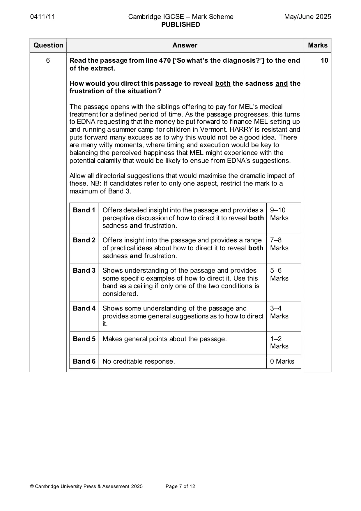 Mark scheme, page 7 of 12