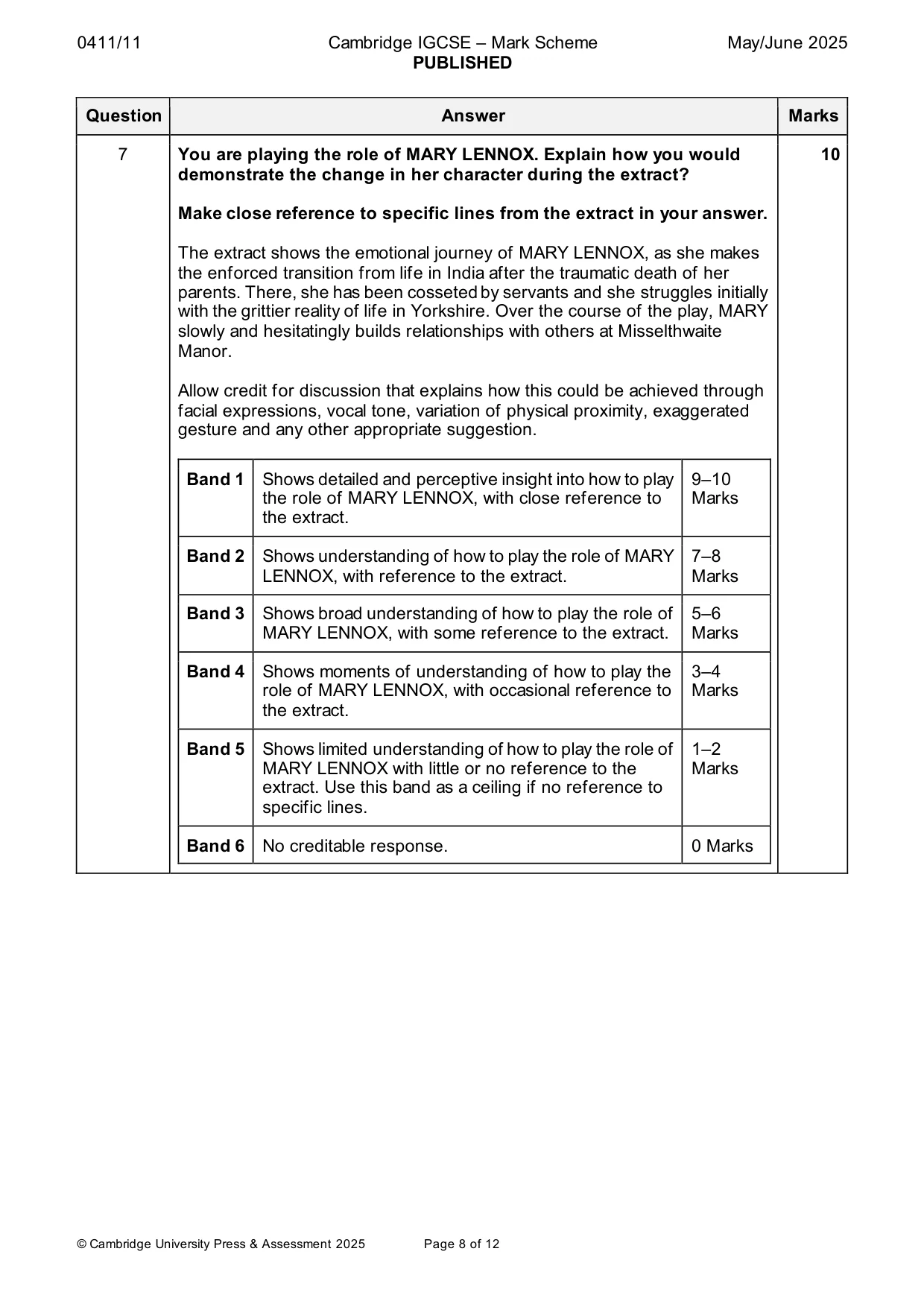 Mark scheme, page 8 of 12