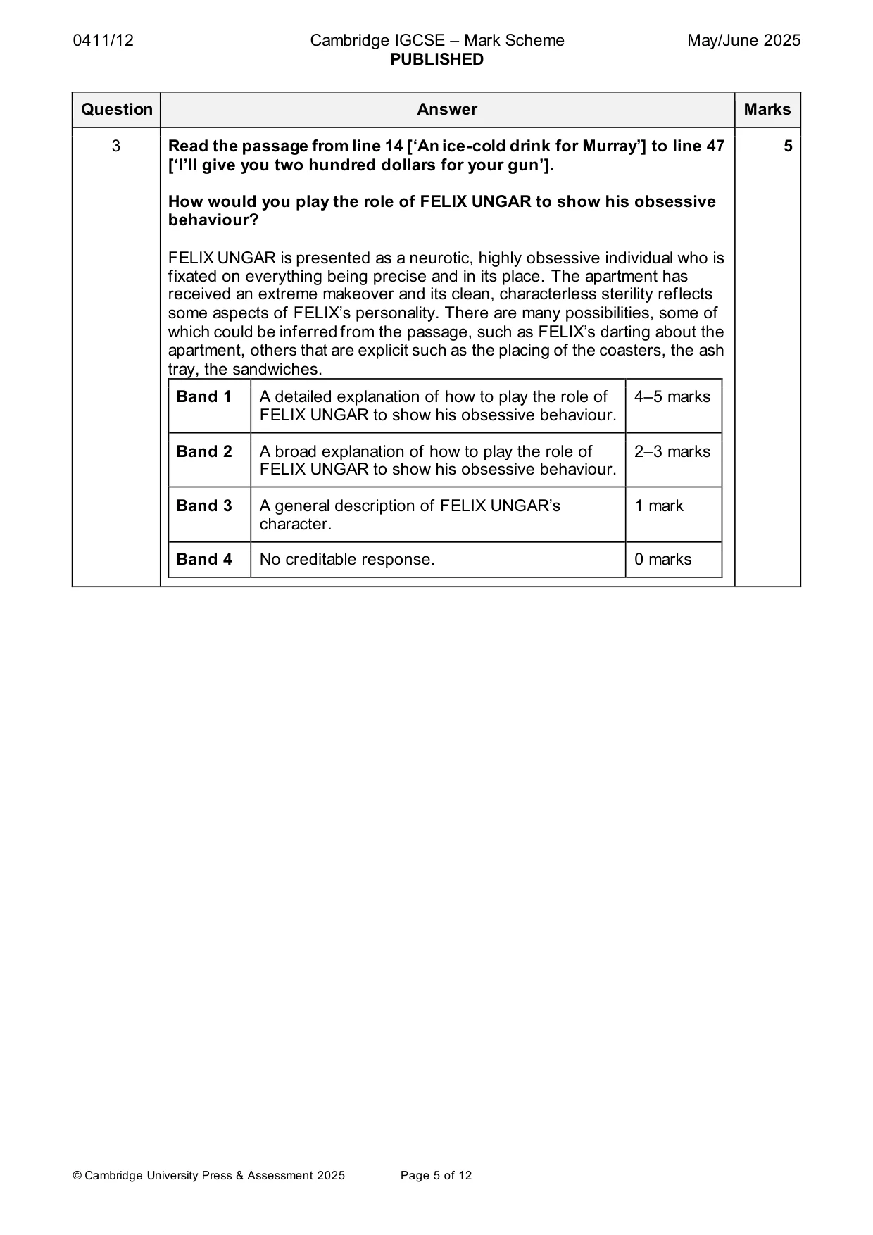 Mark scheme, page 5 of 12
