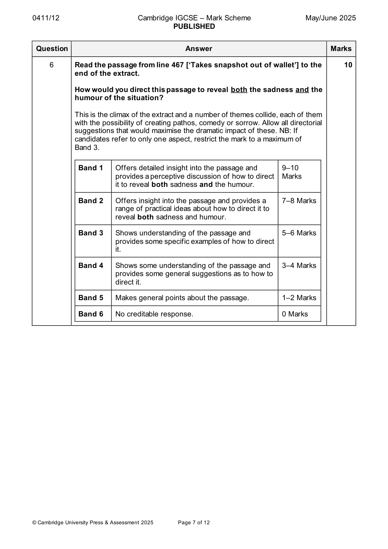 Mark scheme, page 7 of 12