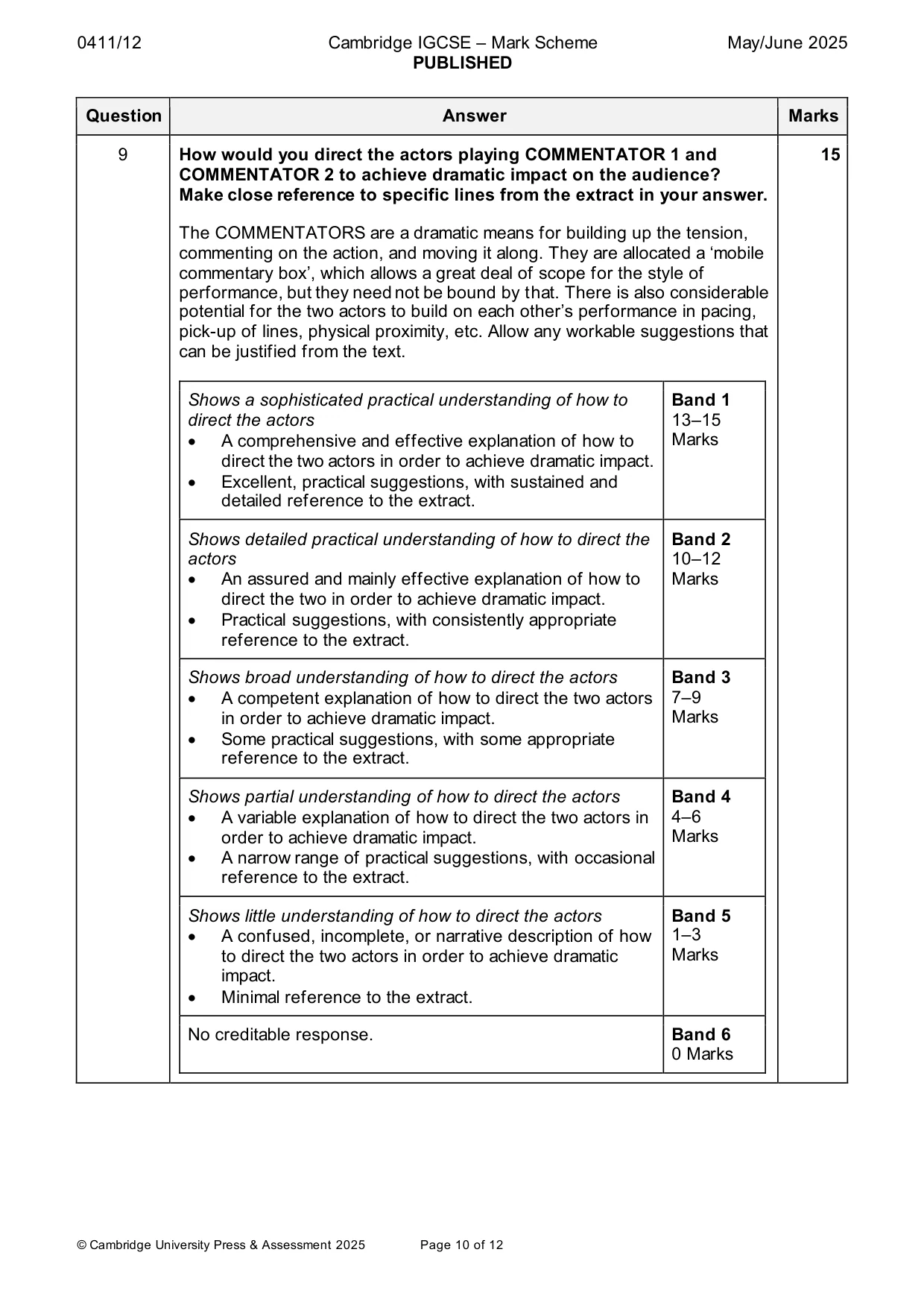 Mark scheme, page 10 of 12