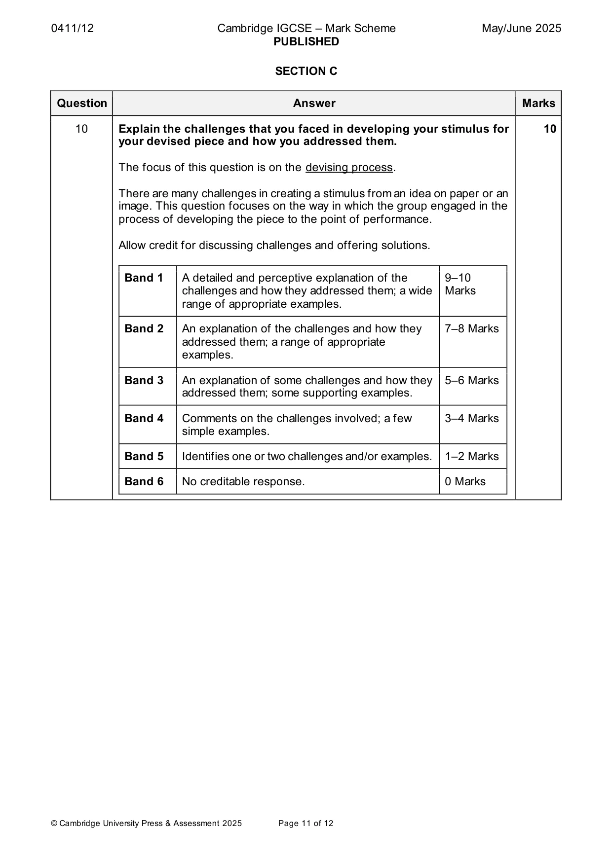 Mark scheme, page 11 of 12