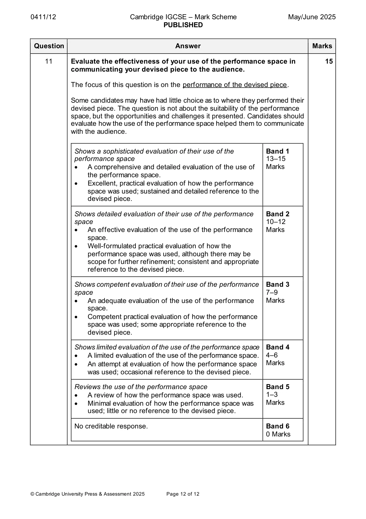 Mark scheme, page 12 of 12