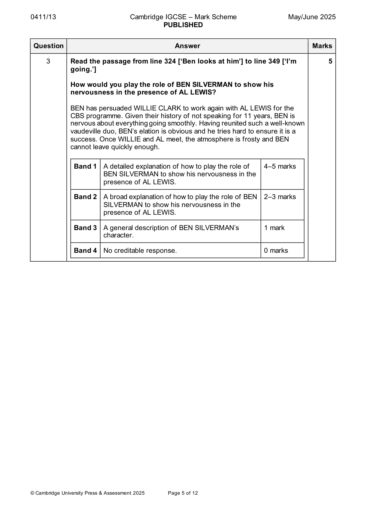 Mark scheme, page 5 of 12