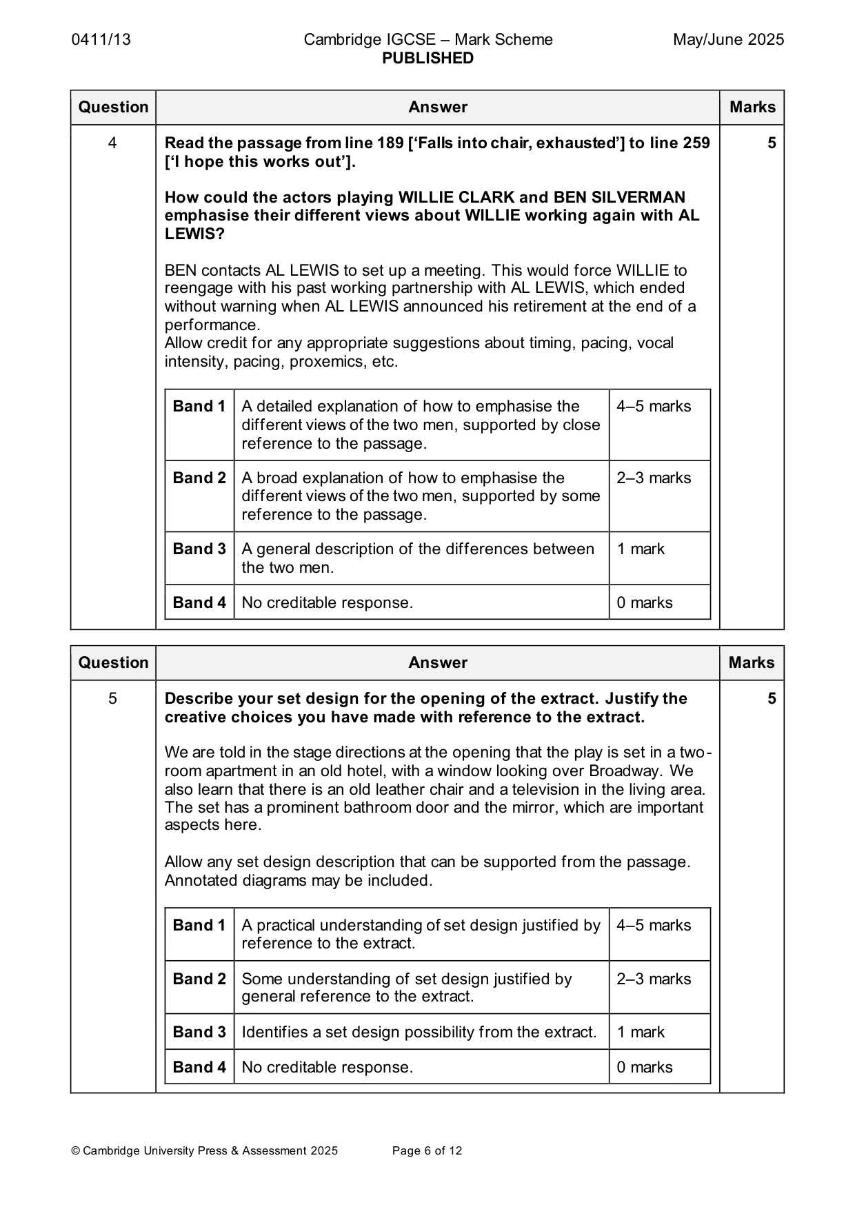 Mark scheme, page 6 of 12